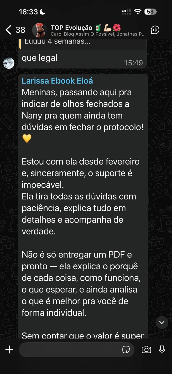 Depoimento de indicação do Método Nany